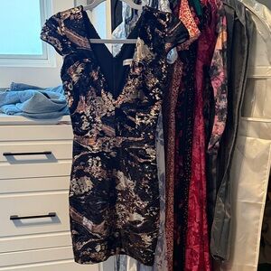 Dress the Population Black and Gold Mini Dress